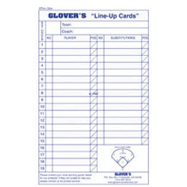 Glovers Baseball/Softball Large Line-Up Baseball Cards                                                                          