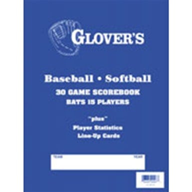 Glovers Baseball/Softball 9-15 Player 30 Game Baseball Scorebook                                                                