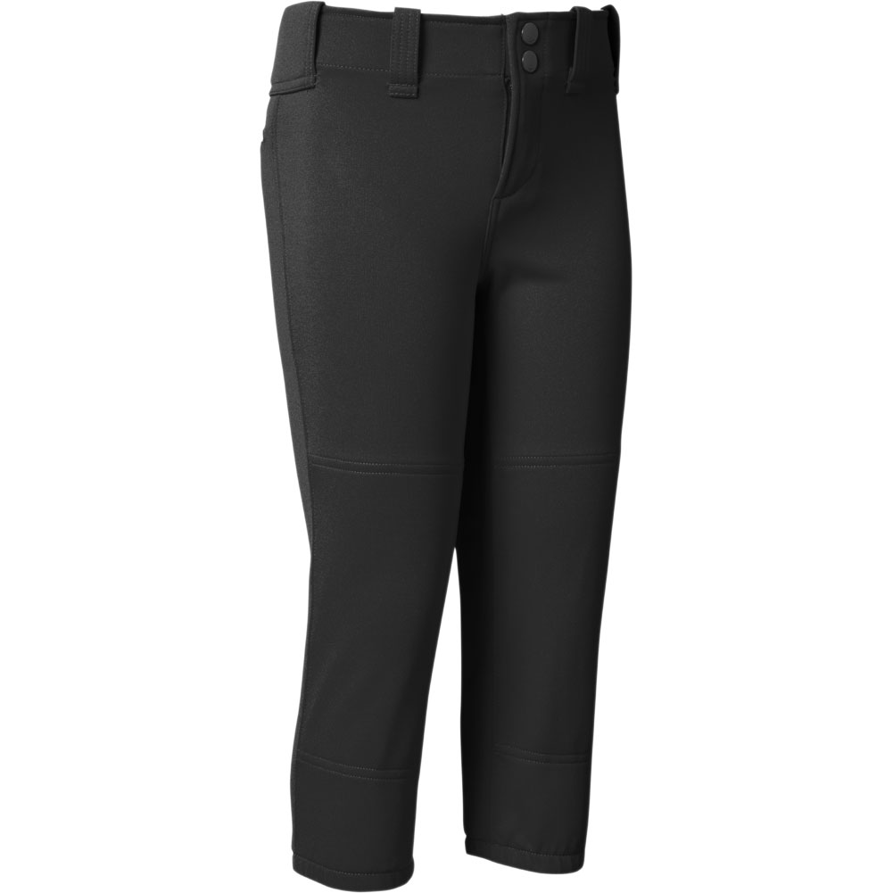 Mizuno Girls' Belted Softball Pants, Small, Black