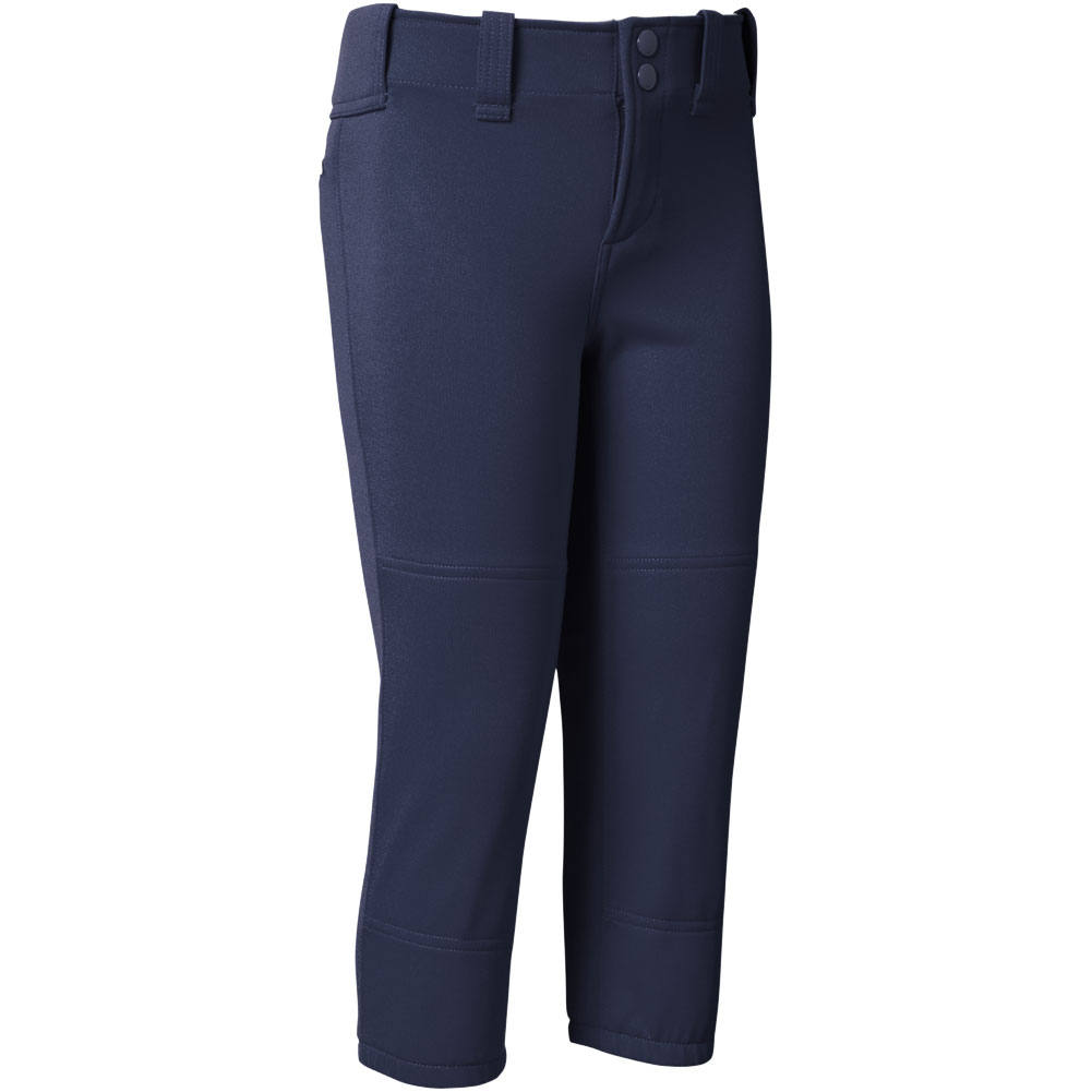 Mizuno Girls' Belted Softball Pants, Small, Navy