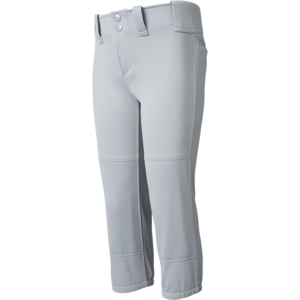Mizuno Girls' Belted Softball Pants, Small, Grey