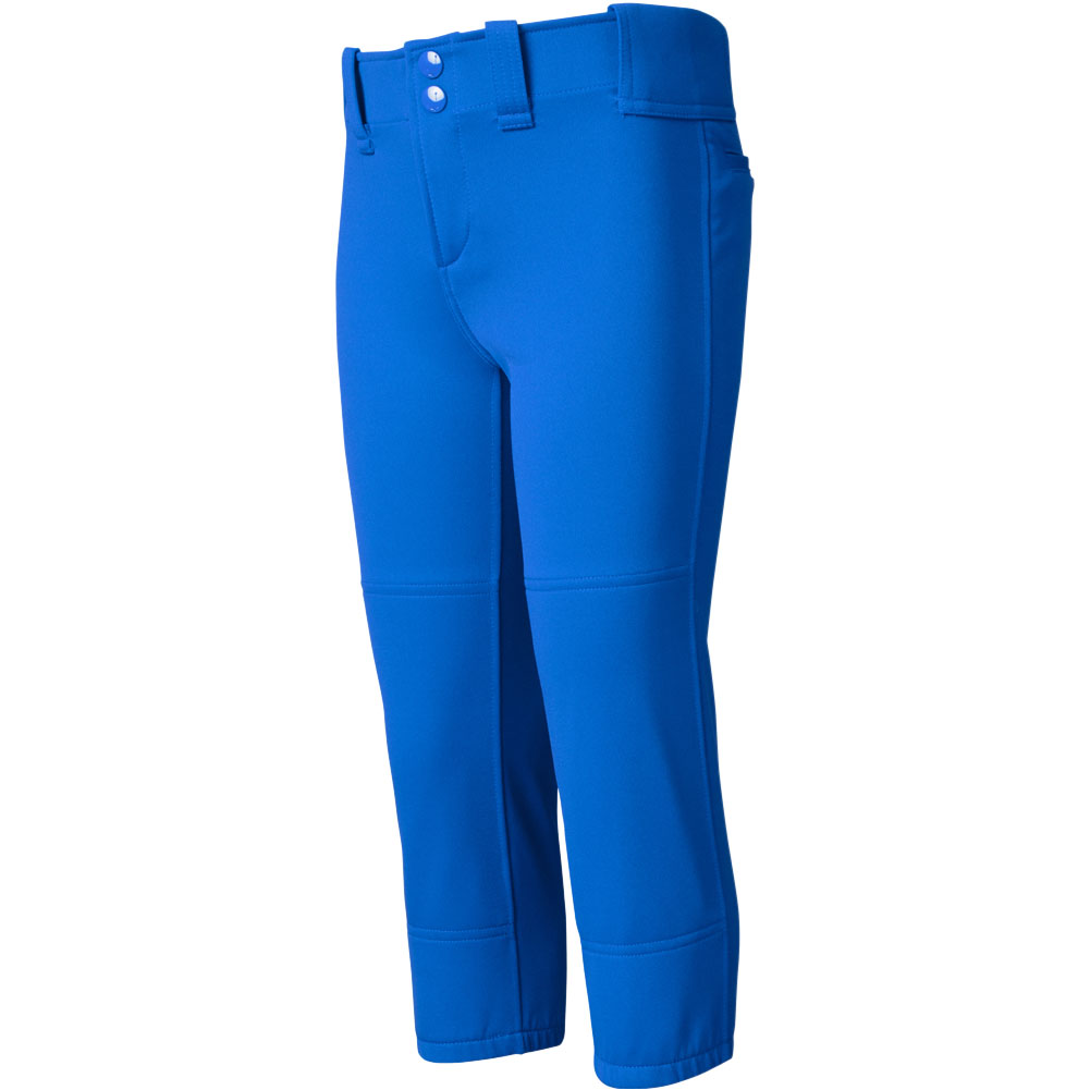 Mizuno Girls' Belted Softball Pants, Small, Royal Blue