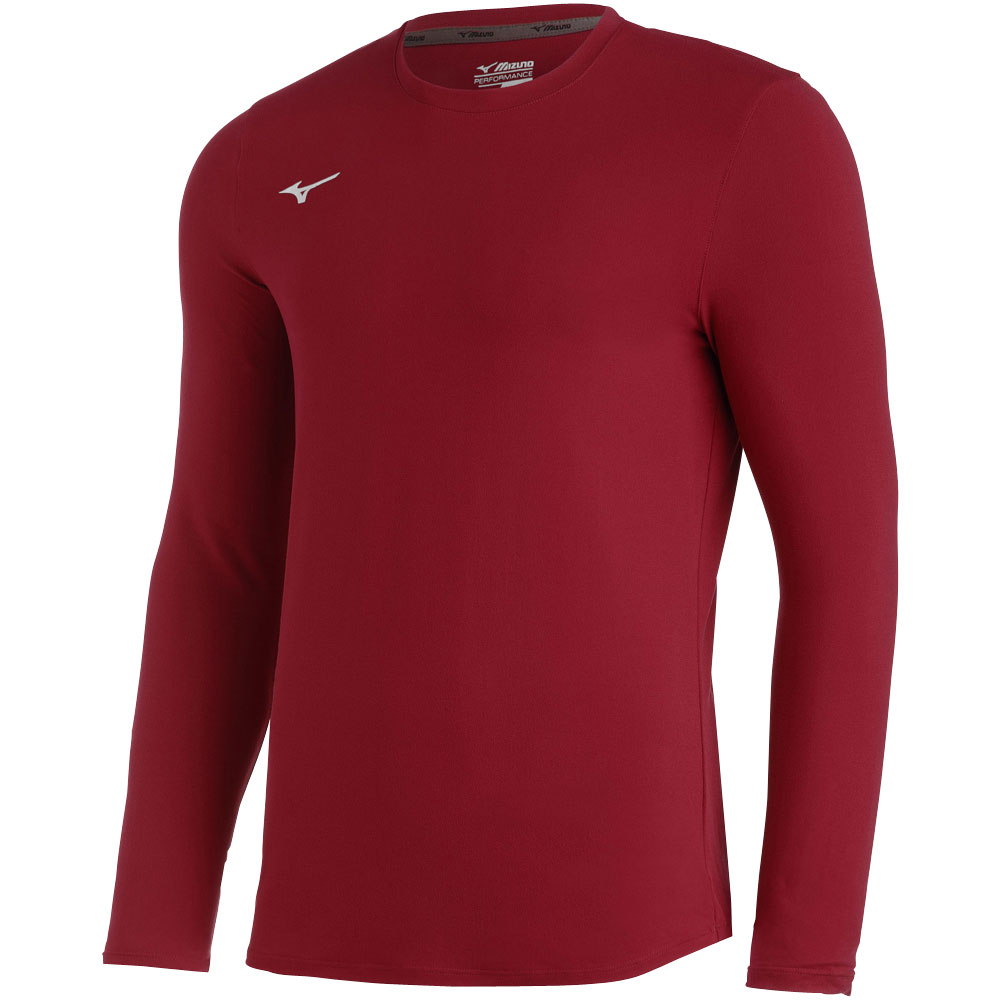 Mizuno Men's Competition Diamond Long Sleeve Shirt, Large, Cardinal
