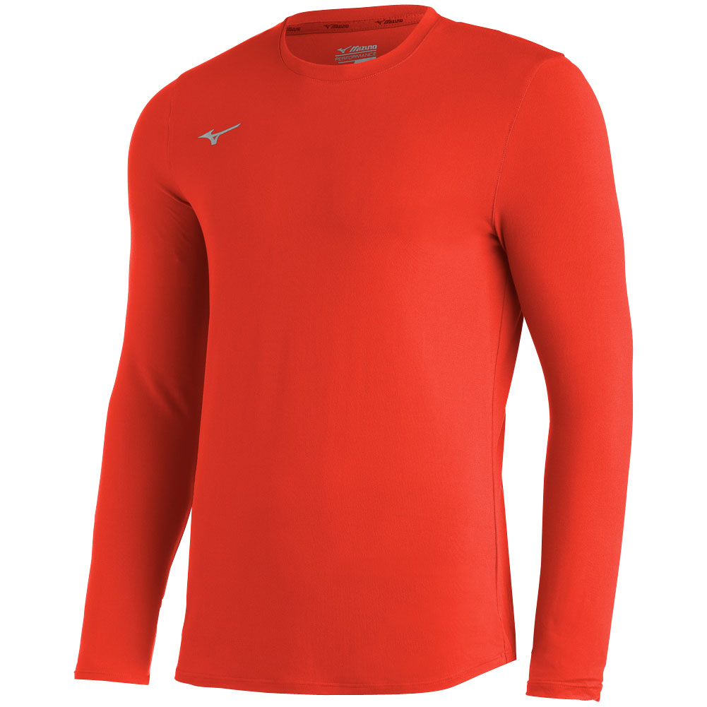 Mizuno Men's Competition Diamond Long Sleeve Shirt, Large, Orange