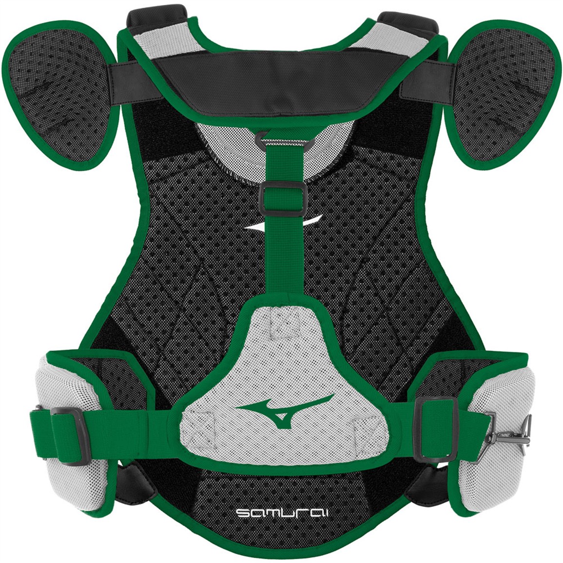 Mizuno Adult Samurai Catcher's Chest Protector, 15 IN, Black/Dark Green