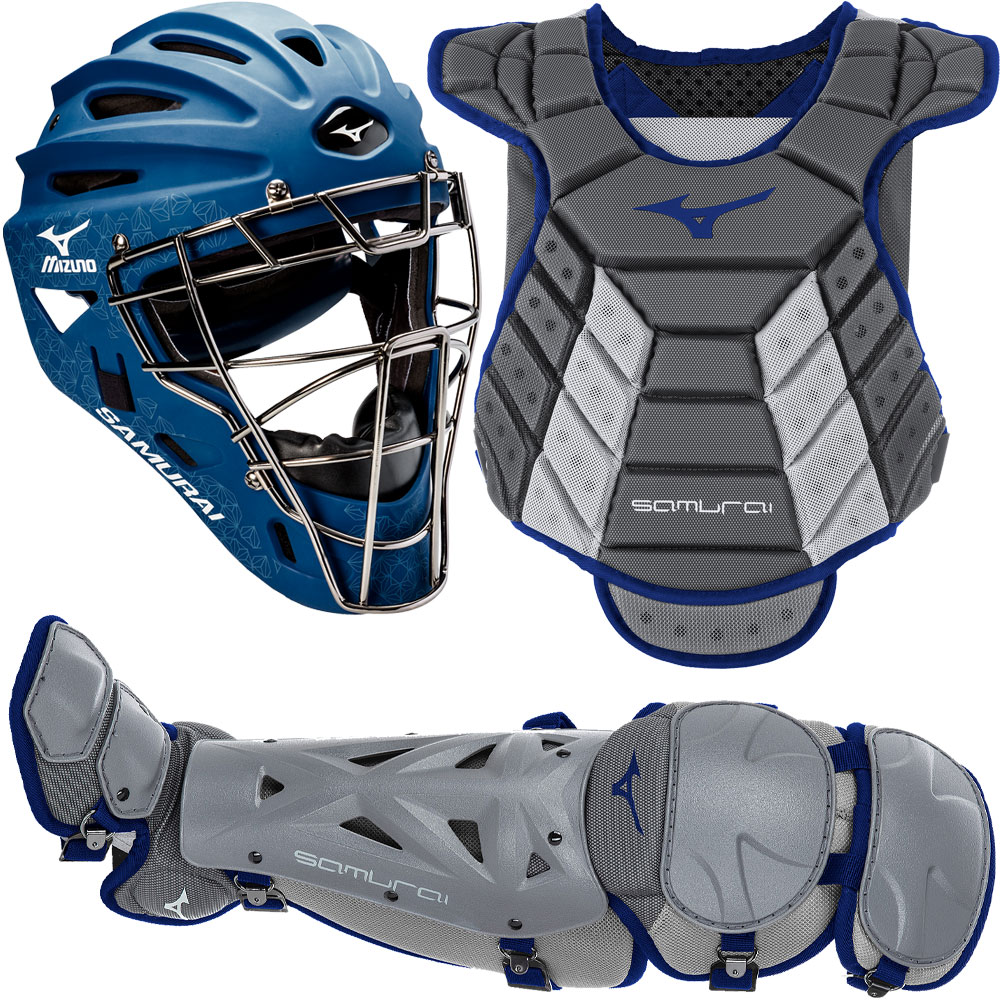 Mizuno Women's Samurai Softball Catcher's Set, Medium/Large, Grey/Navy