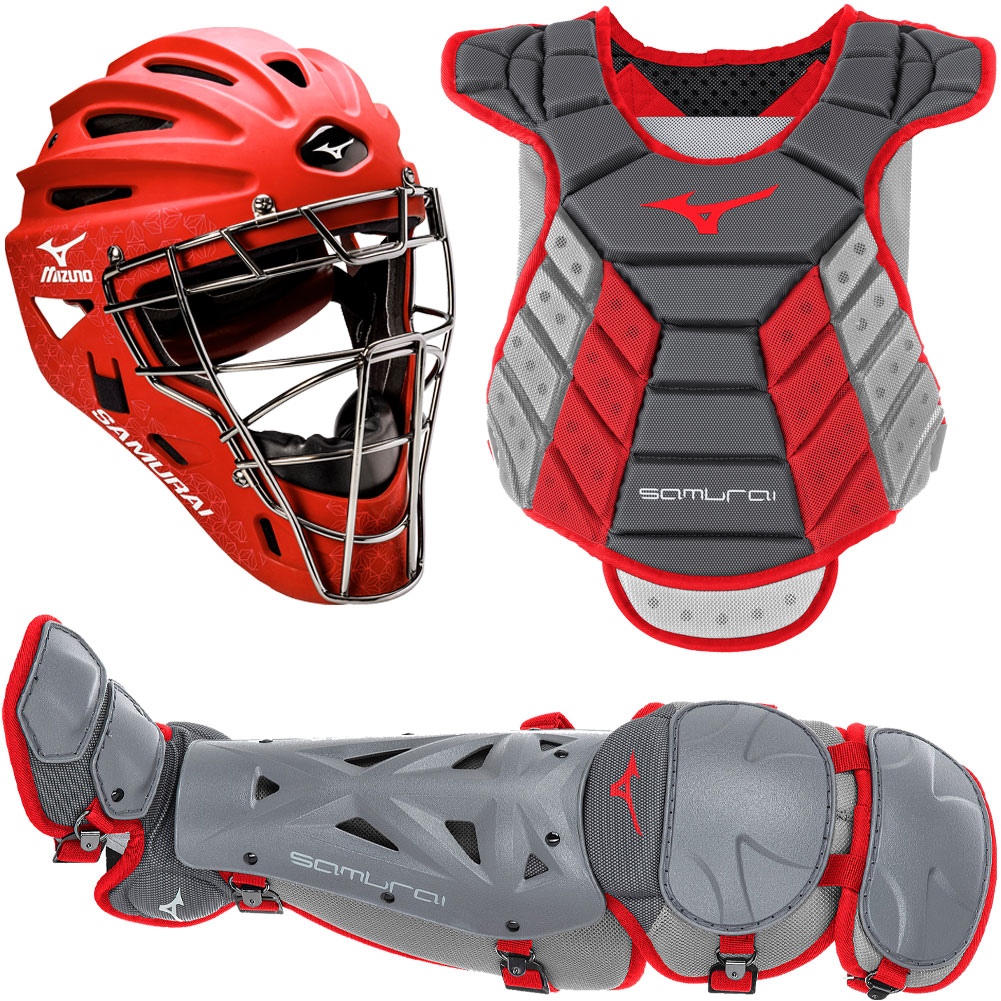 Mizuno Women's Samurai Softball Catcher's Set, Medium/Large, Grey/Red