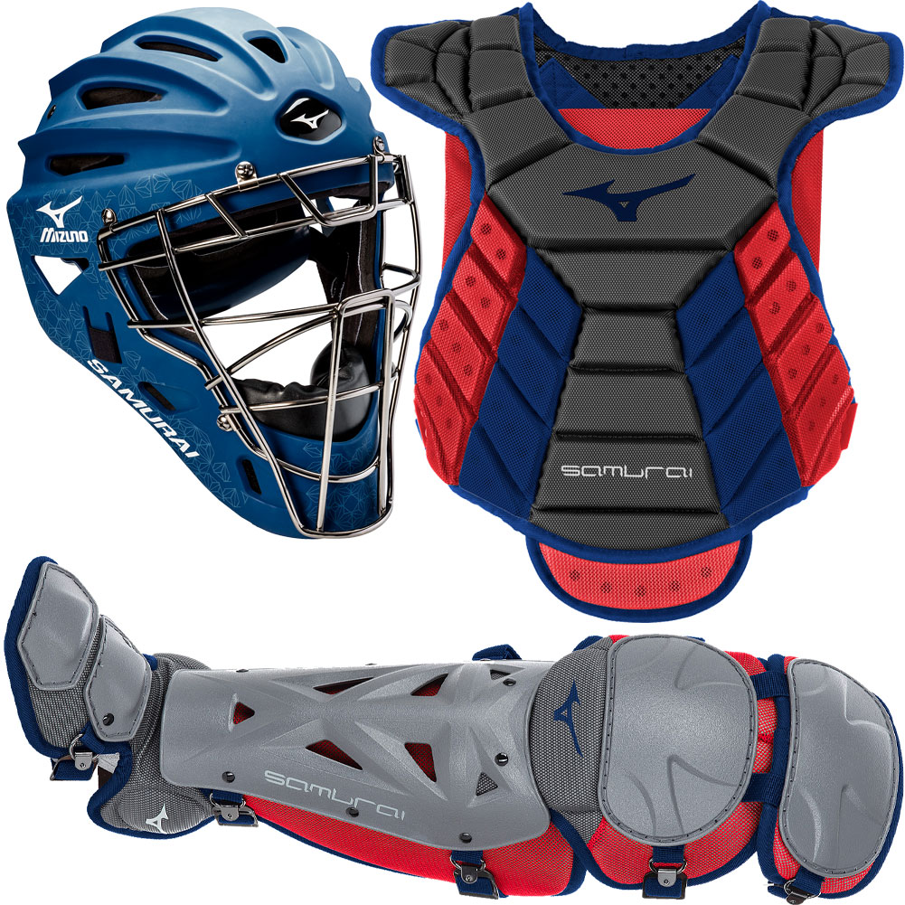 Mizuno Women's Samurai Softball Catcher's Set, Medium/Large, Navy/Red