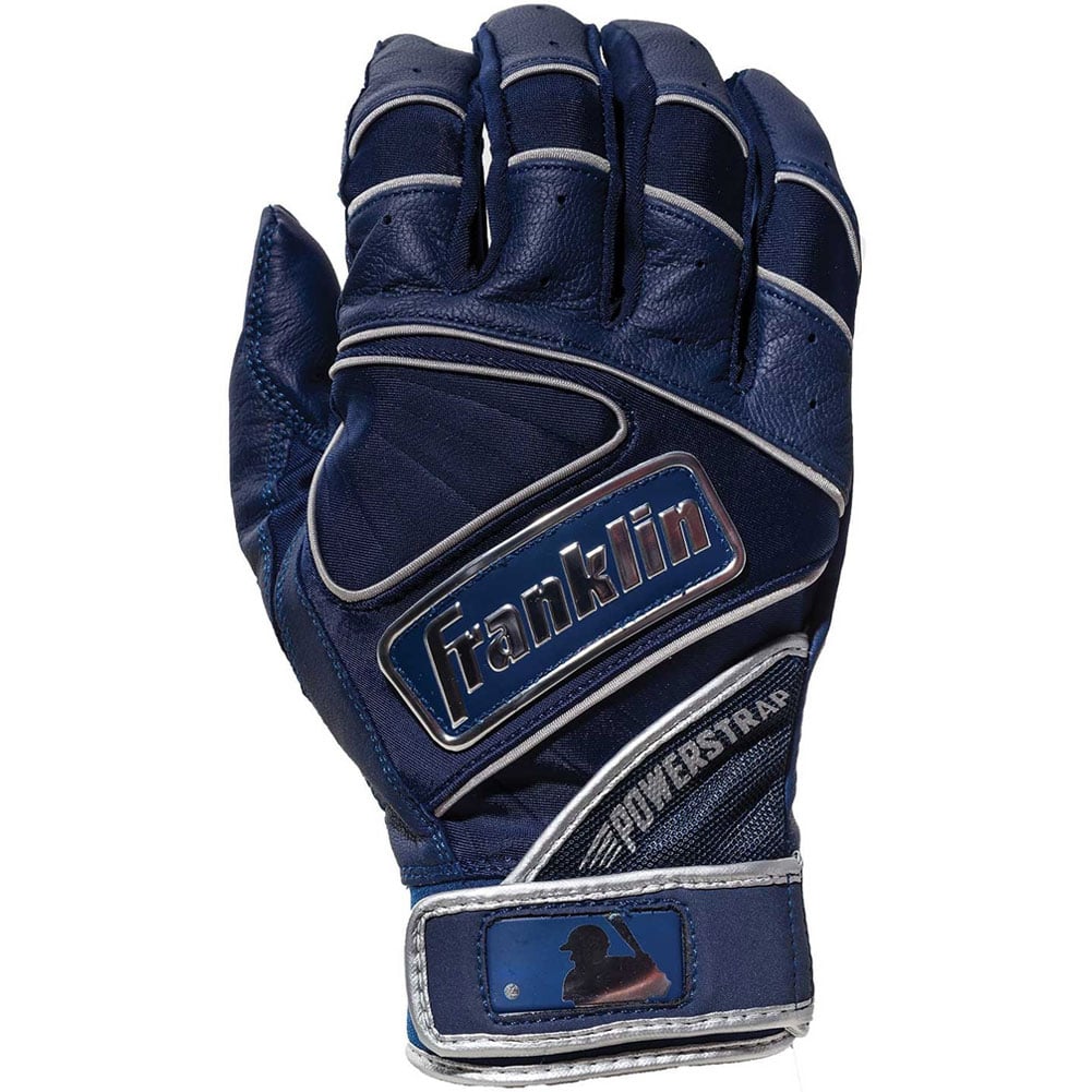 Franklin Adult Powerstrap Chrome Batting Gloves, Men's, Large, Navy