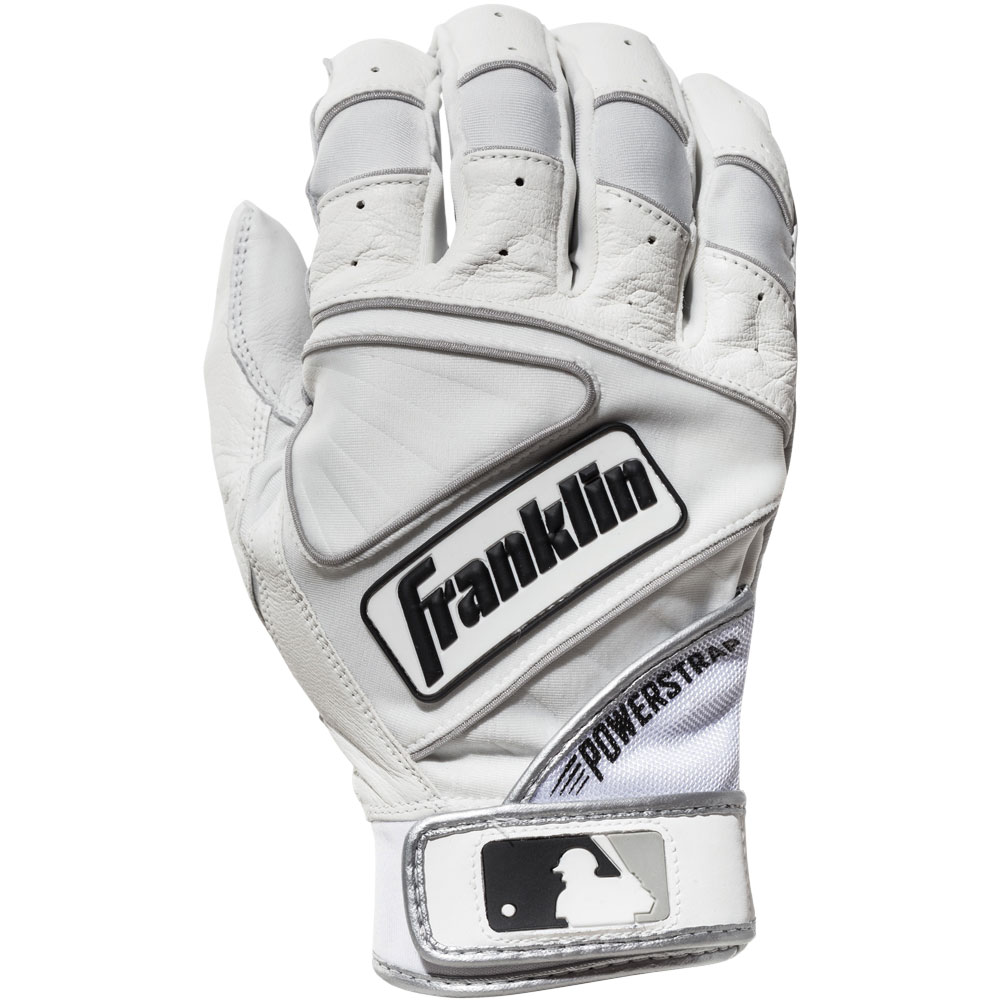 Franklin Adult Powerstrap Chrome Batting Gloves, Men's, Small, White