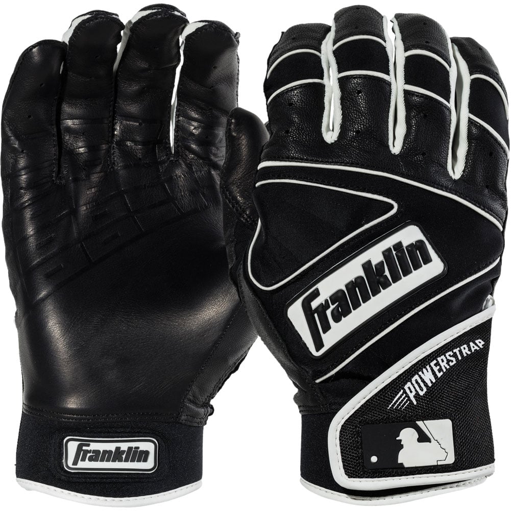 Franklin Adult Powerstrap Chrome Batting Gloves, Men's, Medium, Black