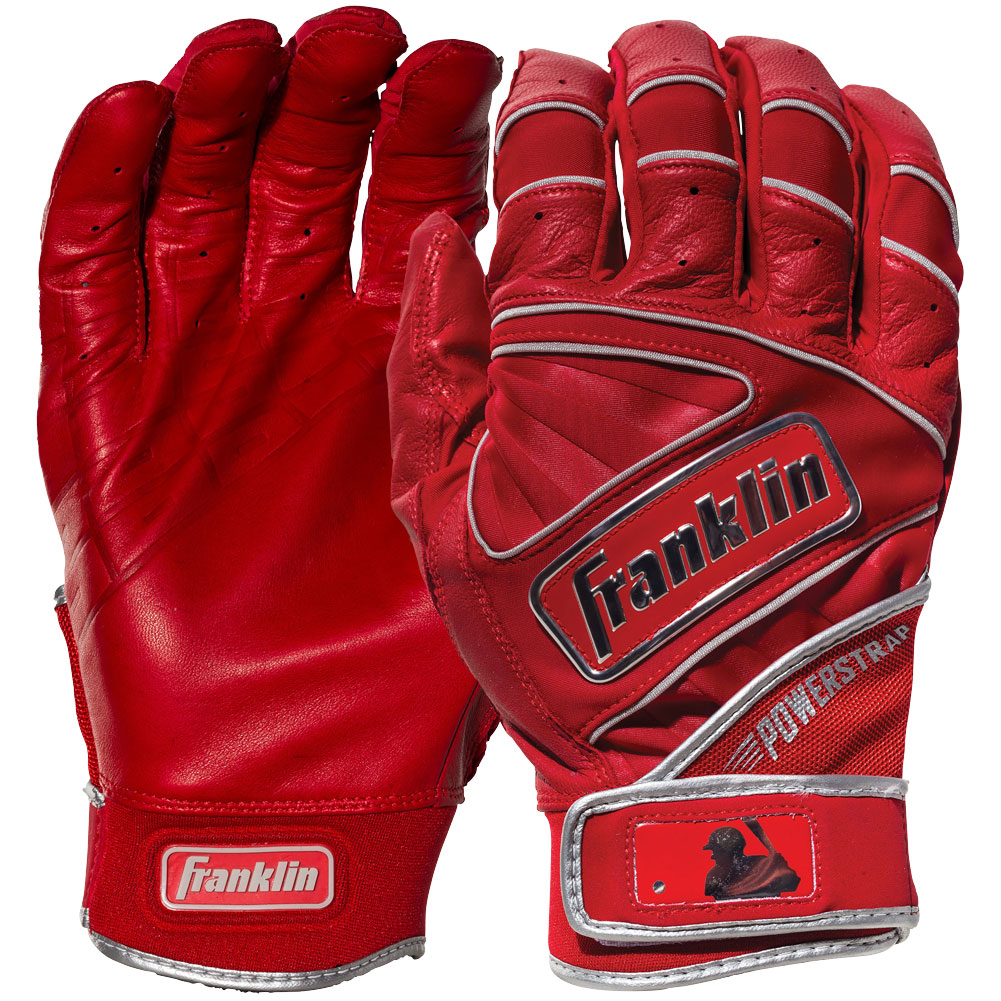Franklin Adult Powerstrap Chrome Batting Gloves, Men's, XL, Red