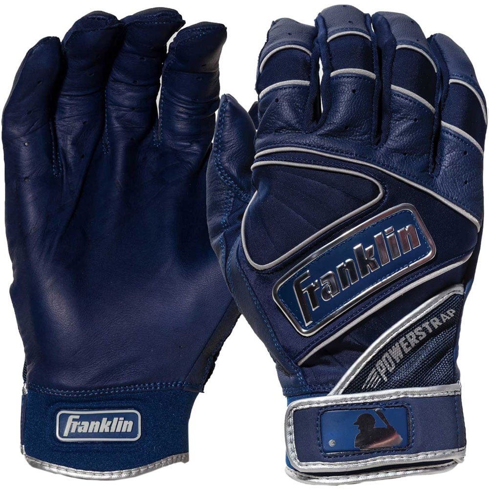 Franklin Adult Powerstrap Chrome Batting Gloves, Men's, Small, Navy