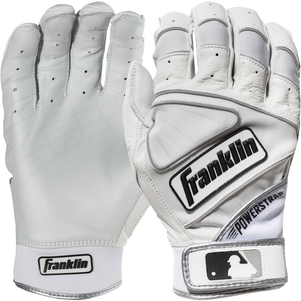 Franklin Adult Powerstrap Chrome Batting Gloves, Men's, XL, White