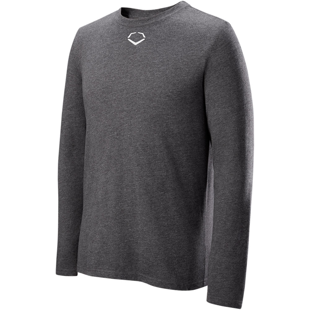 EvoShield Men's Heather Long Sleeve T-Shirt | Grey | Size: Small | Cotton