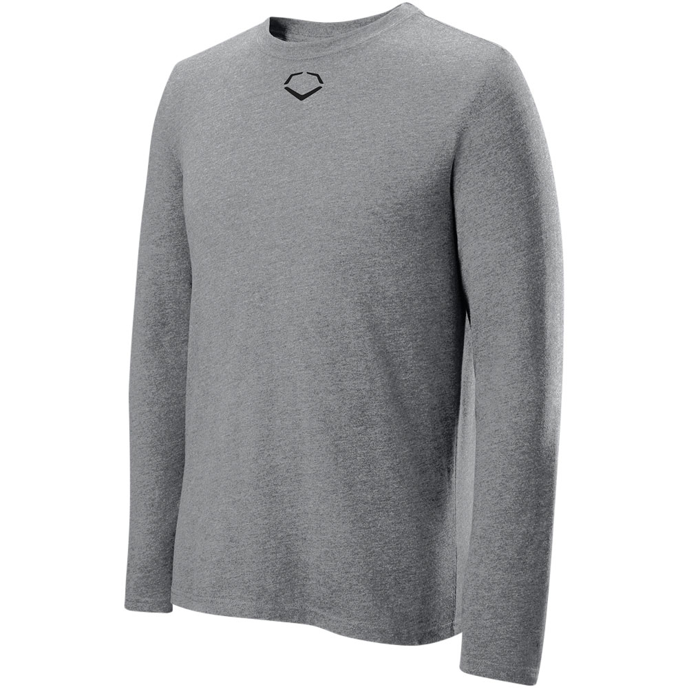 EvoShield Men's Heather Long Sleeve T-Shirt | Grey | Size: 2XL | Cotton