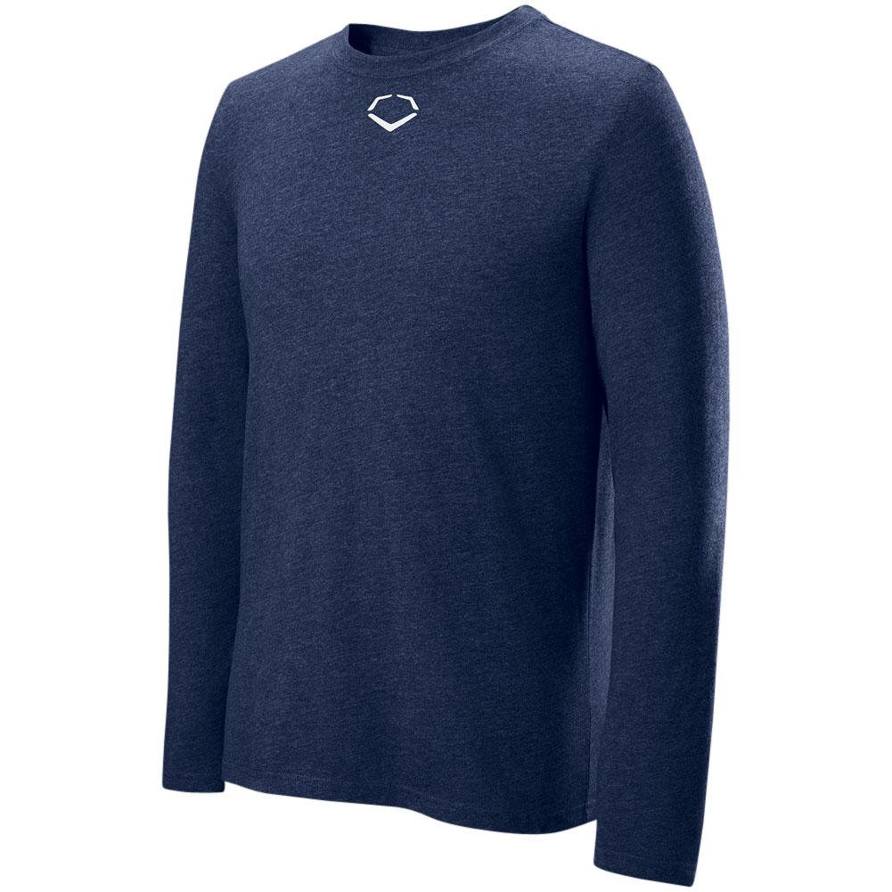 EvoShield Men's Heather Long Sleeve T-Shirt | Blue | Size: Medium | Cotton