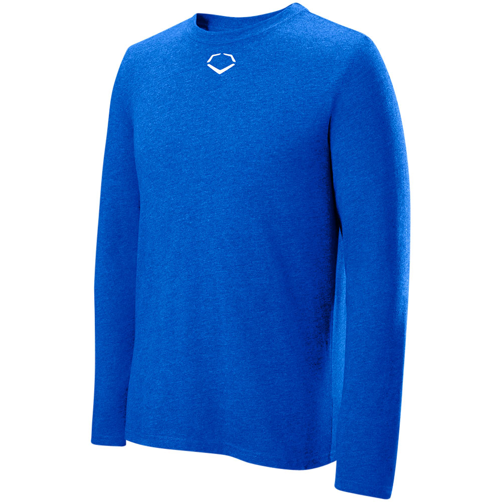EvoShield Men's Heather Long Sleeve T-Shirt | Blue | Size: 3XL | Cotton