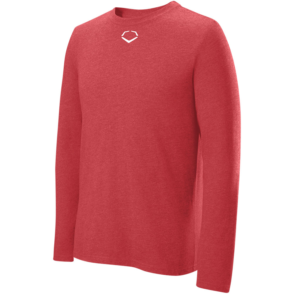 EvoShield Men's Heather Long Sleeve T-Shirt | Red | Size: Large | Cotton