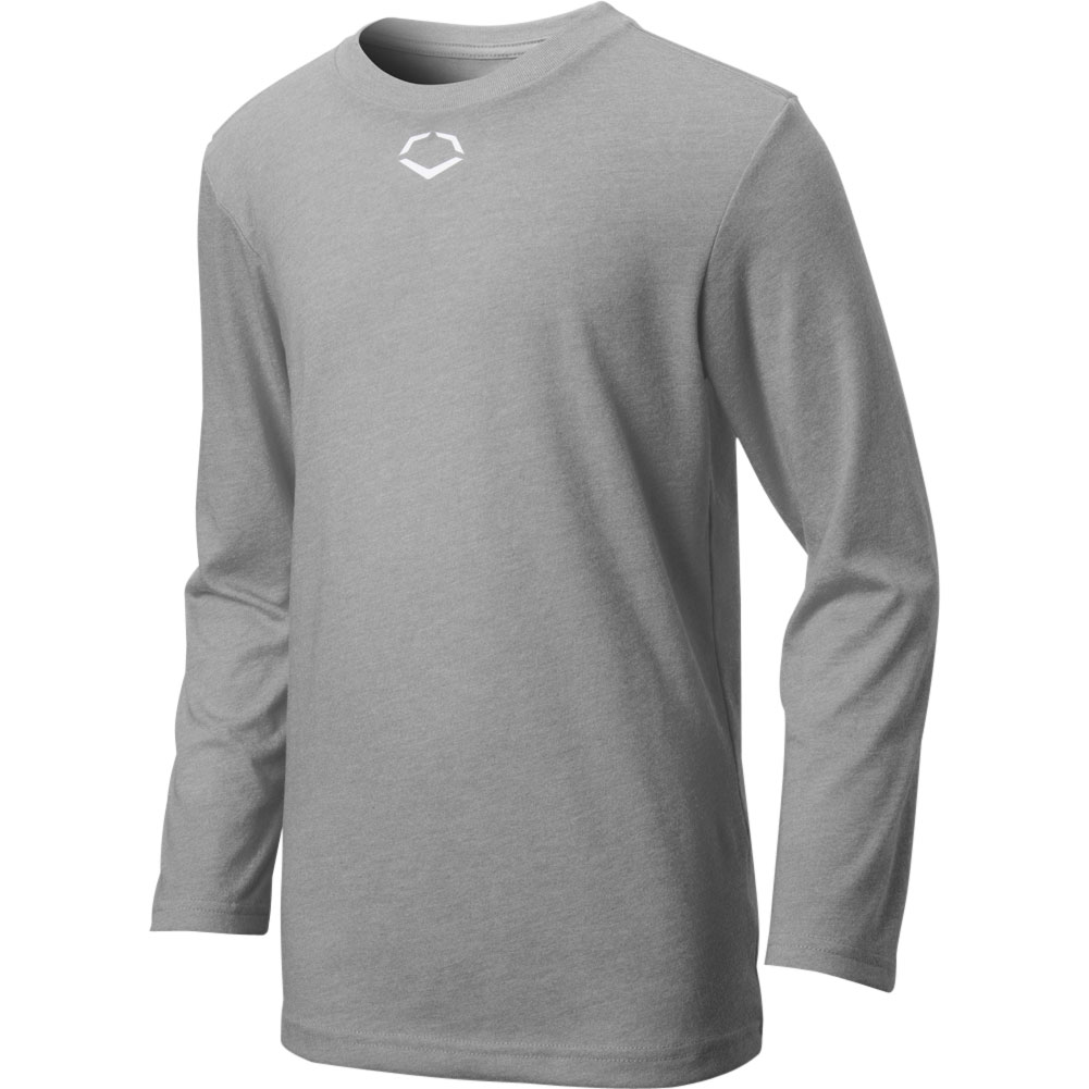 EvoShield Youth Heather Long Sleeve T-Shirt | Grey | Size: Medium | Cotton