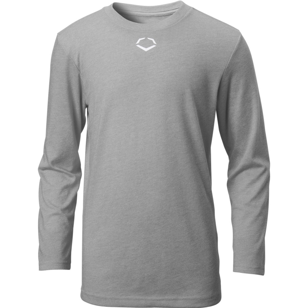 EvoShield Youth Heather Long Sleeve T-Shirt | Grey | Size: Large | Cotton