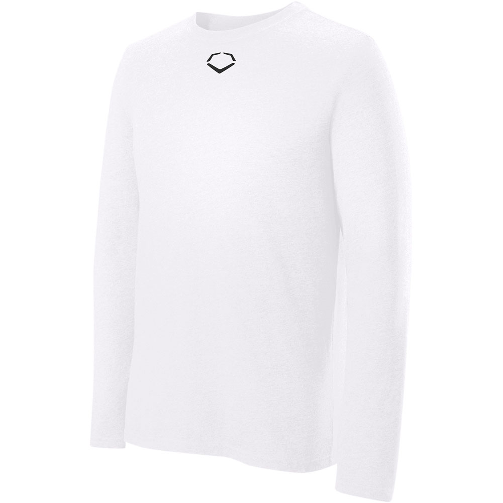 EvoShield Youth Heather Long Sleeve T-Shirt | White | Size: Large | Cotton