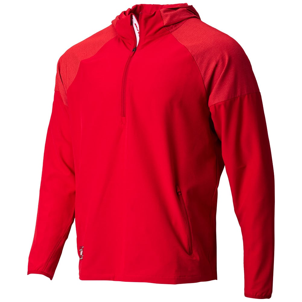 Veste Coupe-vent Rawlings Homme Taille XL, Rouge, Idéale Pour L'échauffement Au Baseball, Avec 1/4 Zip Et Manches Longues