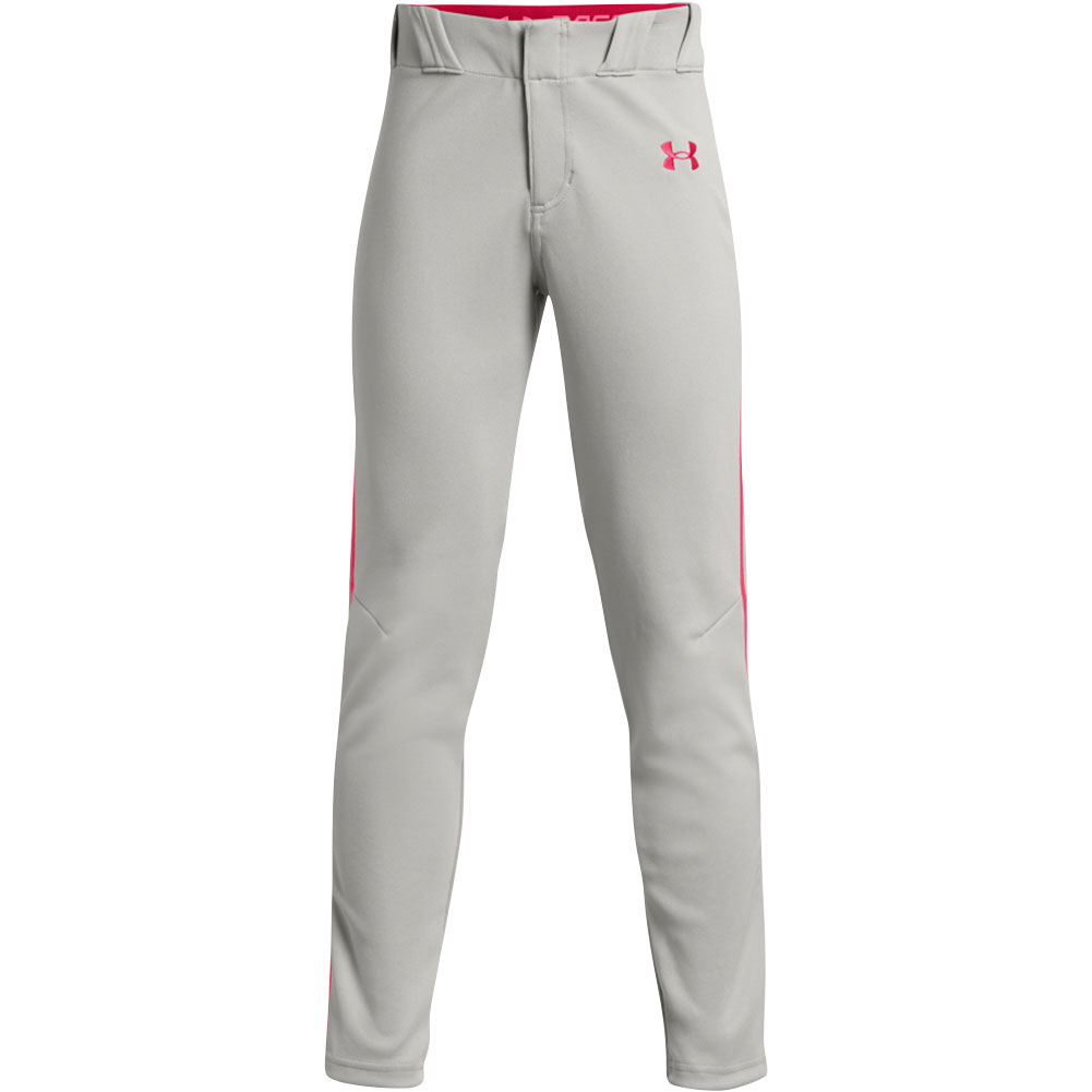 Under Armour Boys' Gameday Vanish Piped Baseball Pants, Medium, Baseball Grey/Red