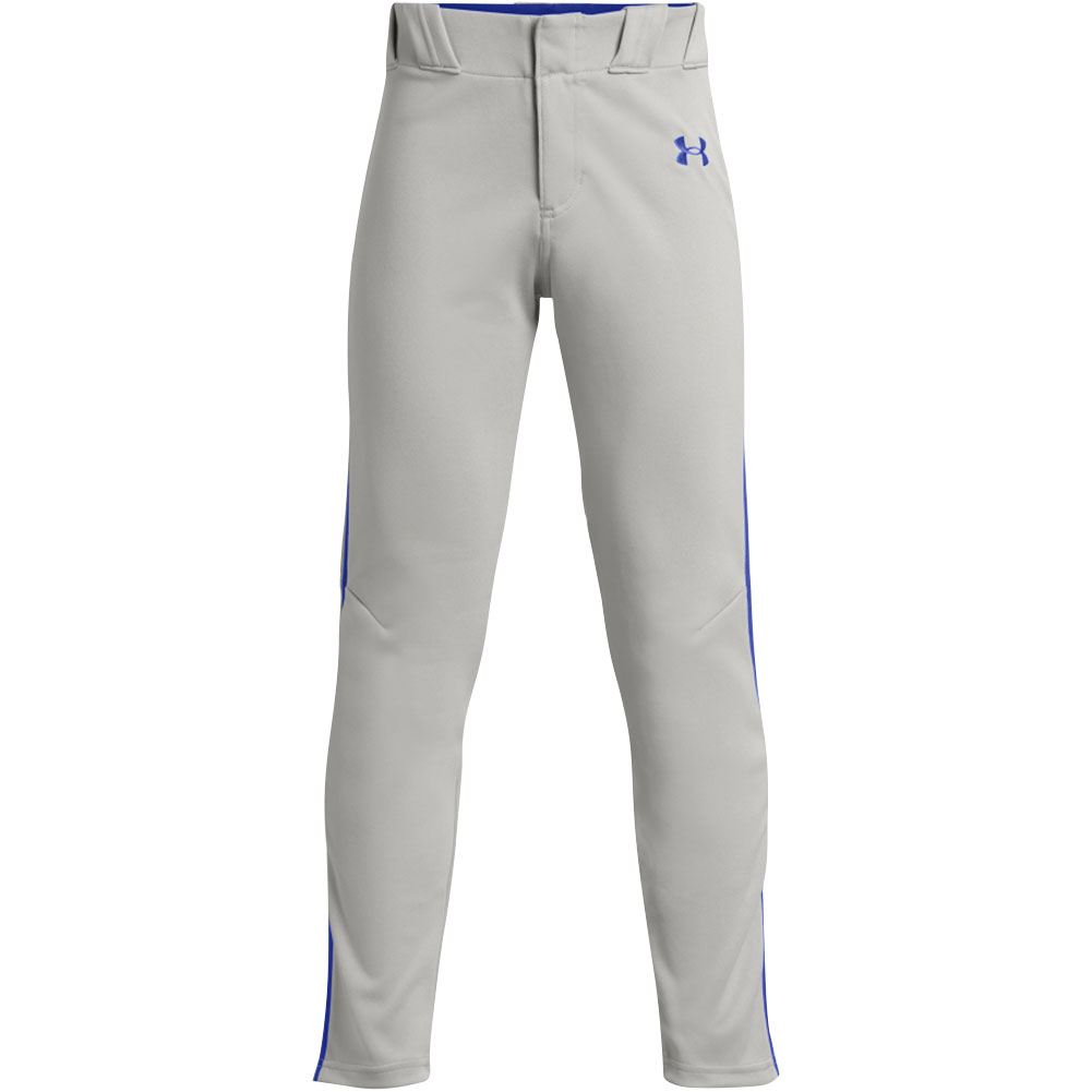 Under Armour Boys' Gameday Vanish Piped Baseball Pants, Medium, Baseball Grey/Royal
