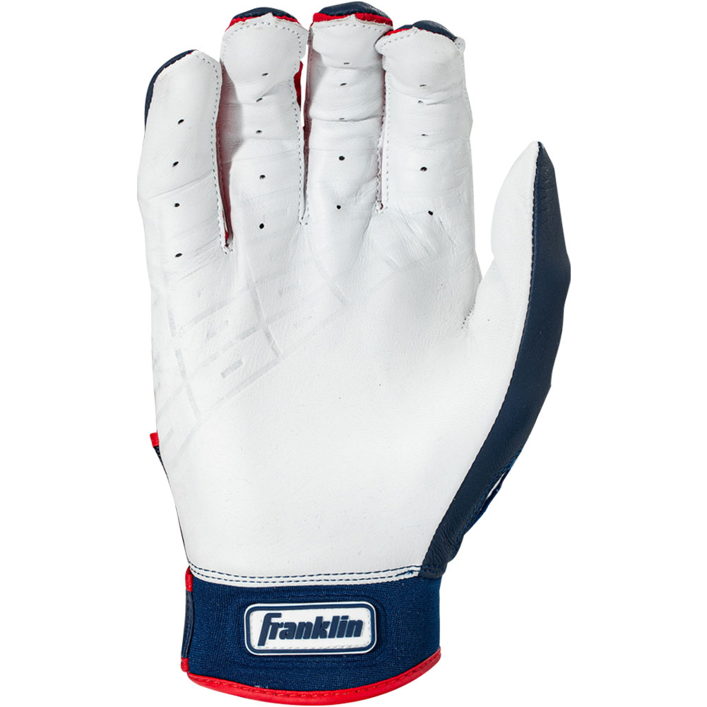 Franklin Adult Powerstrap Hi-Lite Batting Gloves, Men's, XL, Red White Blue
