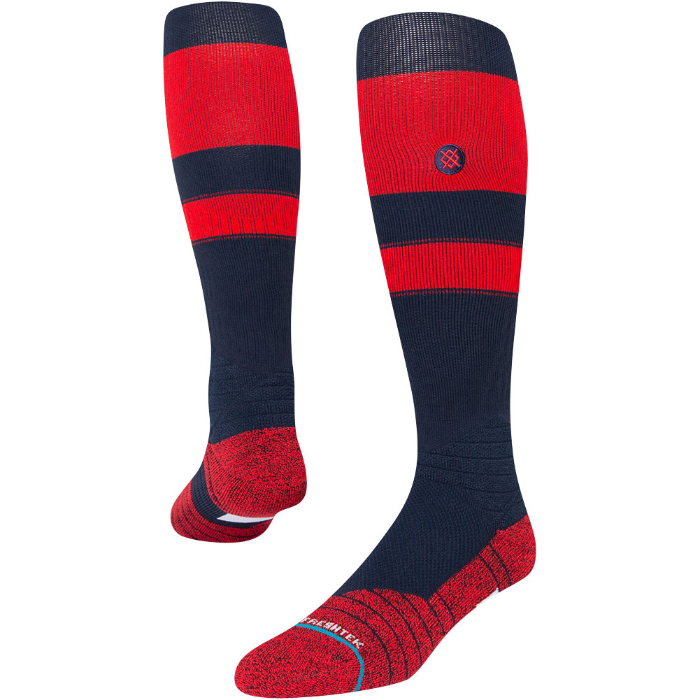 Stance Adult Stripe On-Field Baseball Socks, Men's, Large, Navy/Red