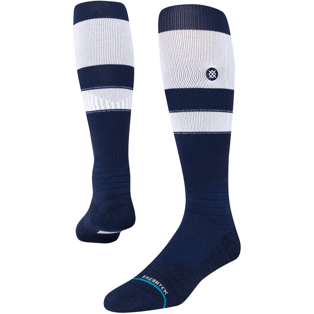 Stance Adult Stripe On-Field Baseball Socks, Men's, Large, White/Navy Blue