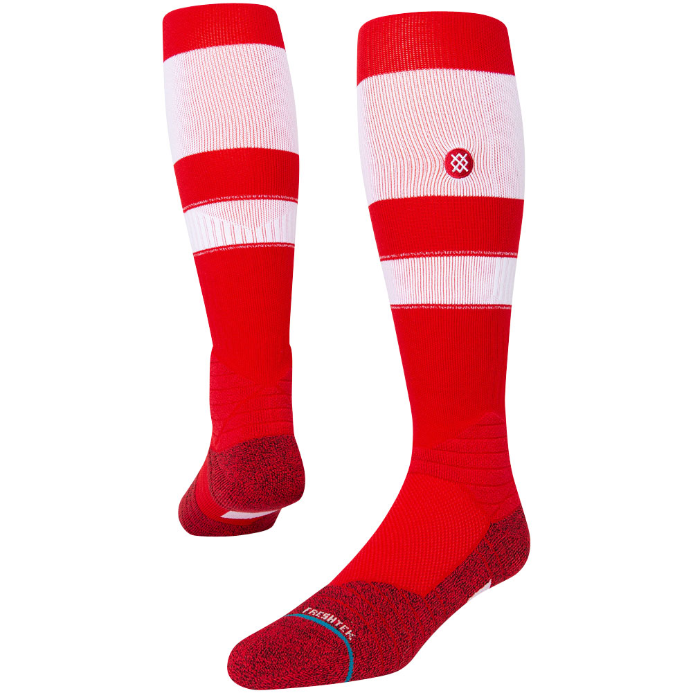 Stance Adult Stripe On-Field Baseball Socks, Men's, Large, White/Red
