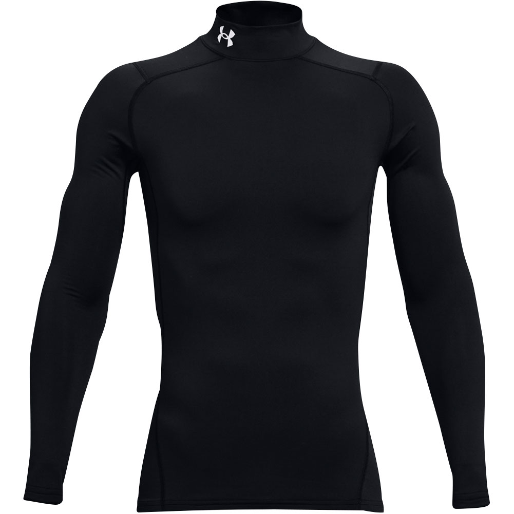 Under Armour Men's ColdGear Mock Neck Compression Shirt, XXL, Black/White
