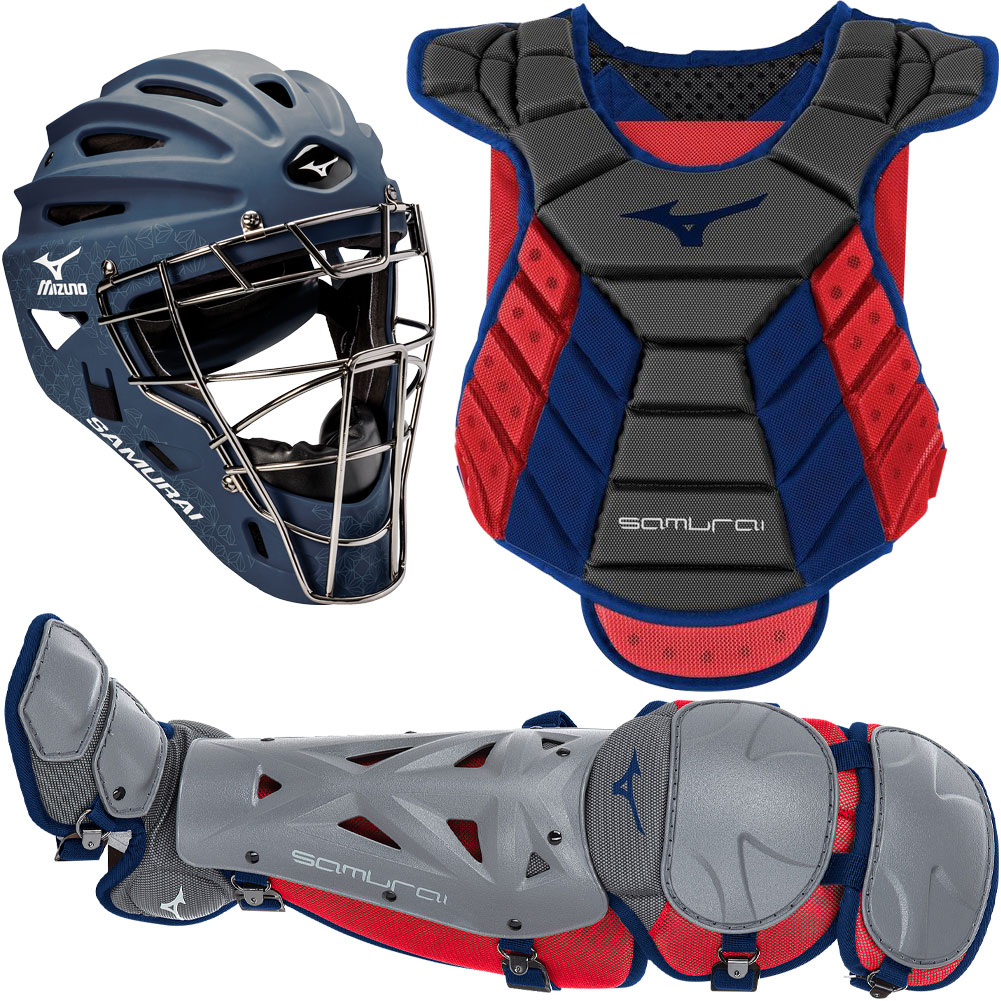 Mizuno Women's Samurai Softball Catcher's Set, Small/Medium, Navy/Red