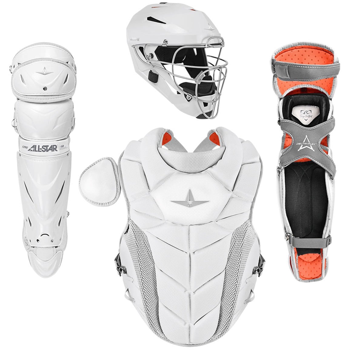 All-Star Paige Halstead PHX Fastpitch Catcher's Set, Women's, Medium, White/Graphite