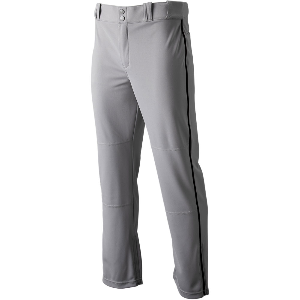 CHAMPRO Men's Triple Crown 2.0 Open Bottom Piped Baseball Pants, Medium, Grey/Black