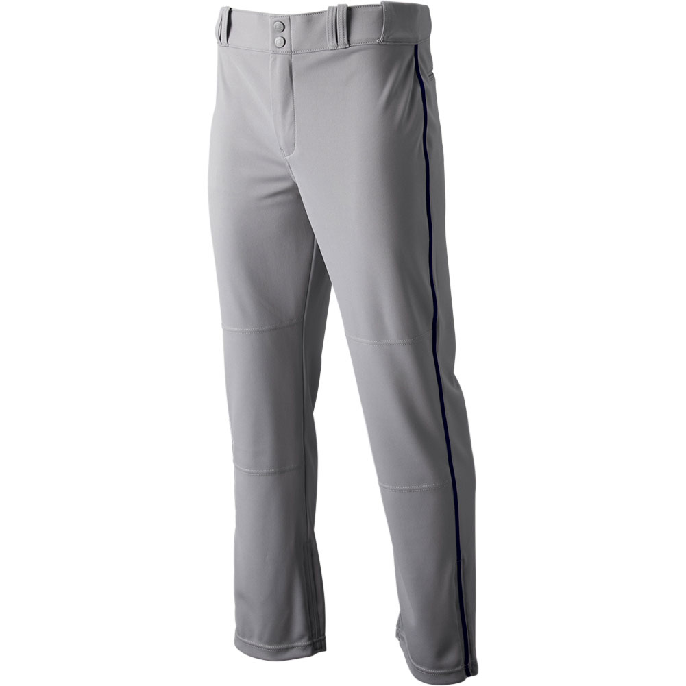 CHAMPRO Men's Triple Crown 2.0 Open Bottom Piped Baseball Pants, Medium, Grey/Navy