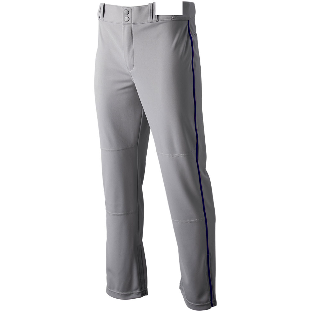 CHAMPRO Men's Triple Crown 2.0 Open Bottom Piped Baseball Pants, Medium, Grey/Royal