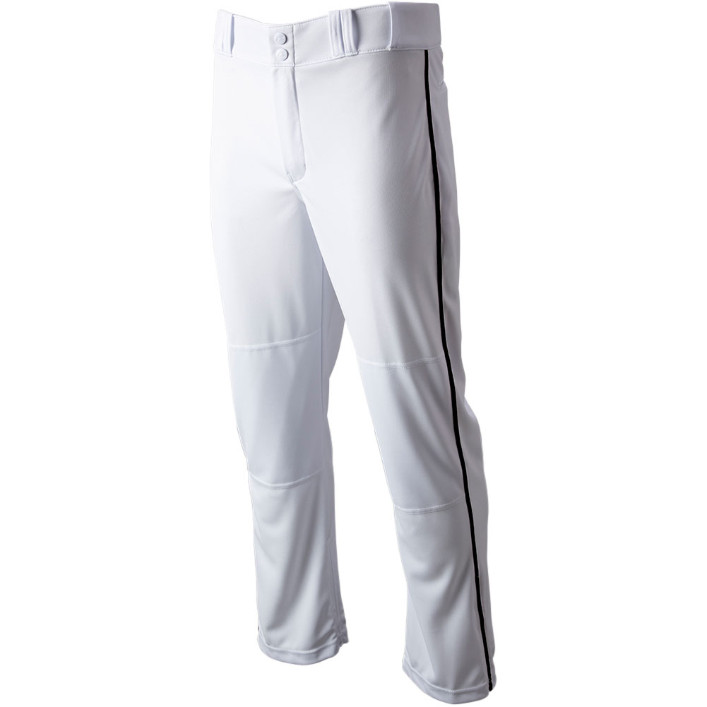 CHAMPRO Men's Triple Crown 2.0 Open Bottom Piped Baseball Pants, Small, White/Black