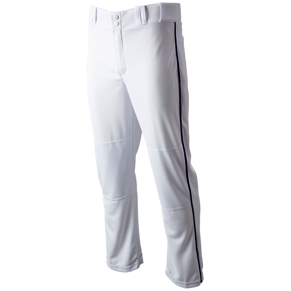 CHAMPRO Men's Triple Crown 2.0 Open Bottom Piped Baseball Pants, Medium, White/Navy