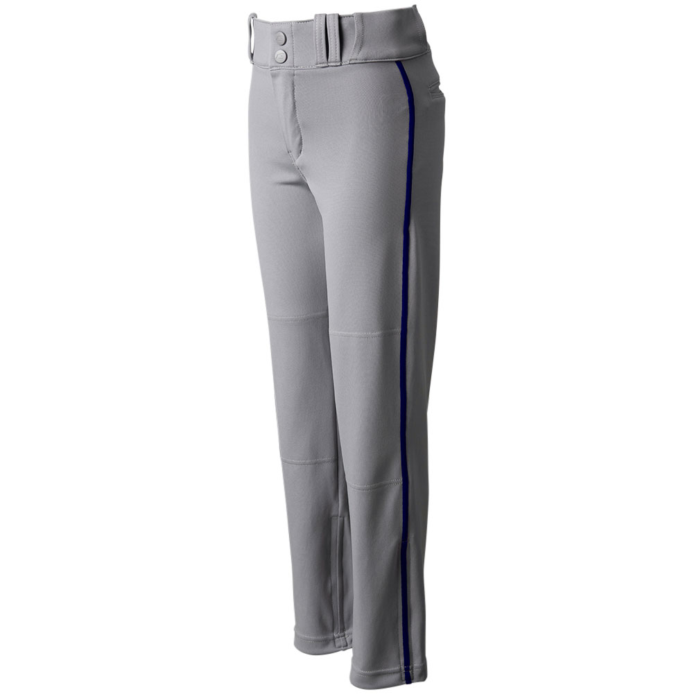 CHAMPRO Boys' Triple Crown 2.0 Open Bottom Piped Baseball Pants, Medium, Grey/Navy