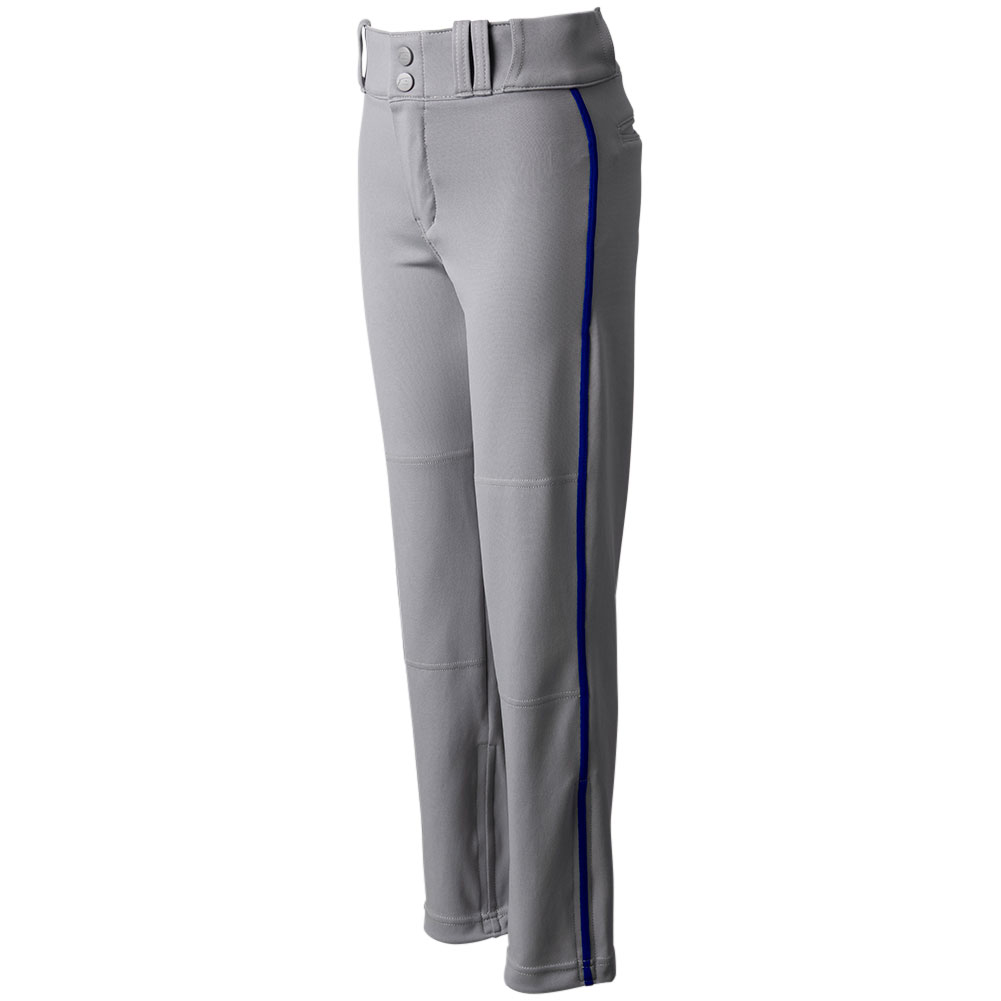 CHAMPRO Boys' Triple Crown 2.0 Open Bottom Piped Baseball Pants, Medium, Grey/Royal