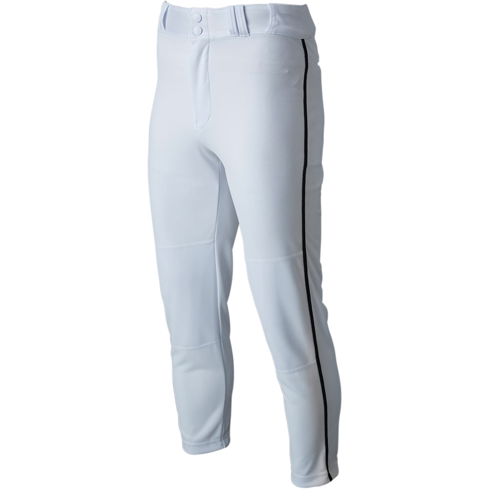 CHAMPRO Men's Triple Crown 2.0 Tapered Bottom Piped Baseball Pants, Medium, White/Black