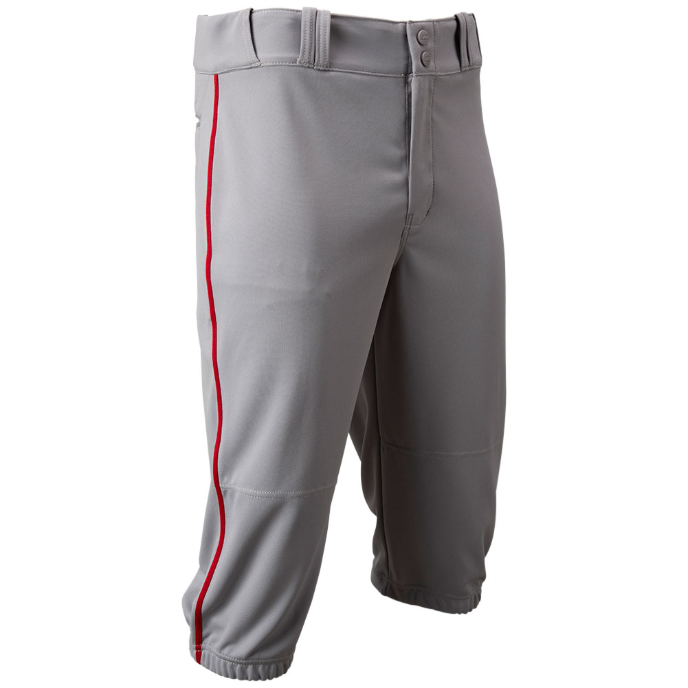 CHAMPRO Men's Triple Crown 2.0 Piped Baseball Knickers, Medium, Grey/Scarlet