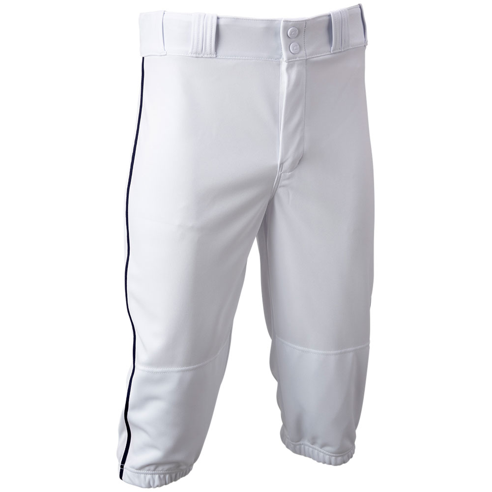 CHAMPRO Men's Triple Crown 2.0 Piped Baseball Knickers, Medium, White/Navy