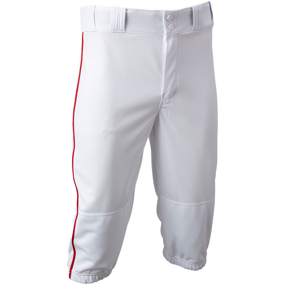 CHAMPRO Men's Triple Crown 2.0 Piped Baseball Knickers, Medium, White/Scarlet