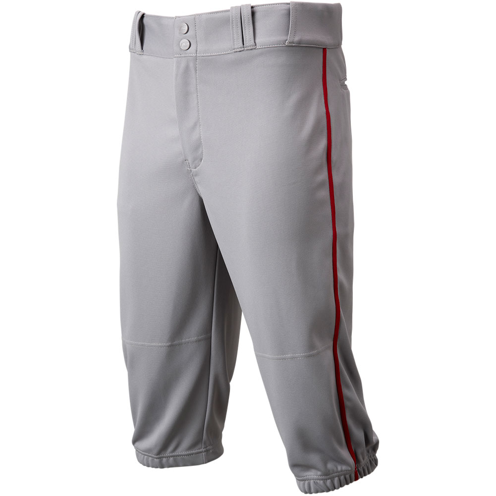 CHAMPRO Men's Triple Crown 2.0 Piped Baseball Knickers, XXL, Grey/Scarlet