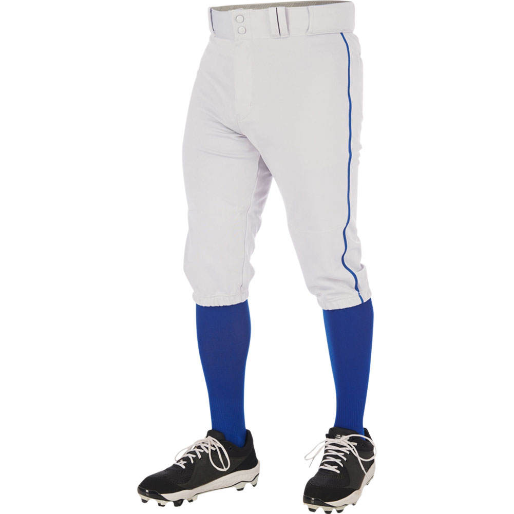 CHAMPRO Men's Triple Crown 2.0 Piped Baseball Knickers, Small, White/Royal