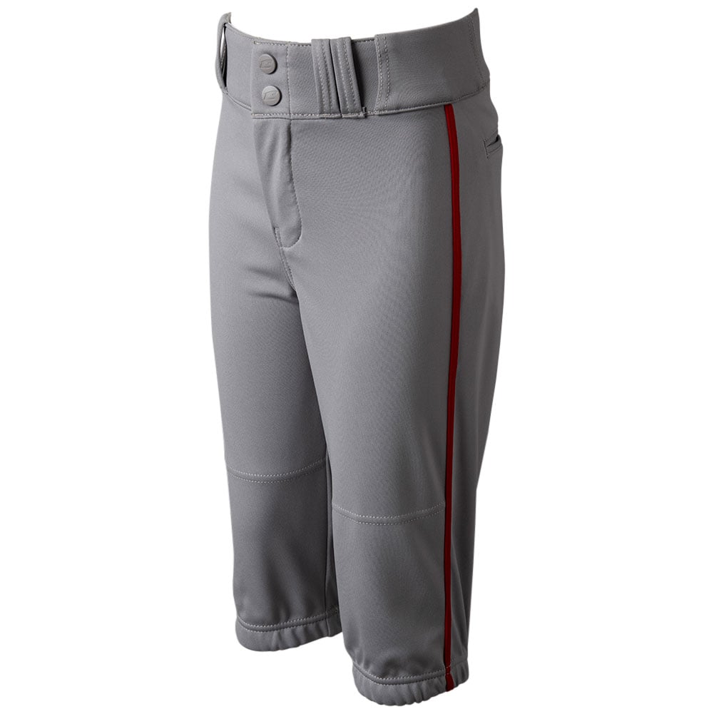 CHAMPRO Boys' Triple Crown 2.0 Piped Baseball Knickers, Medium, Grey/Scarlet